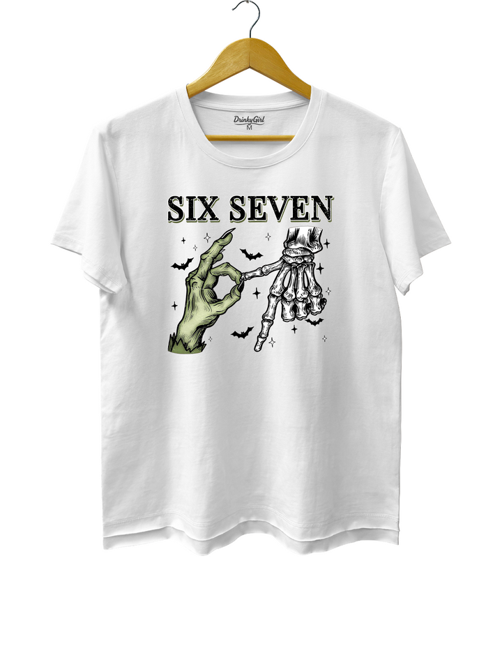 Six Seven 6 7 Meme Funny witch Skeleton Hands Tee
