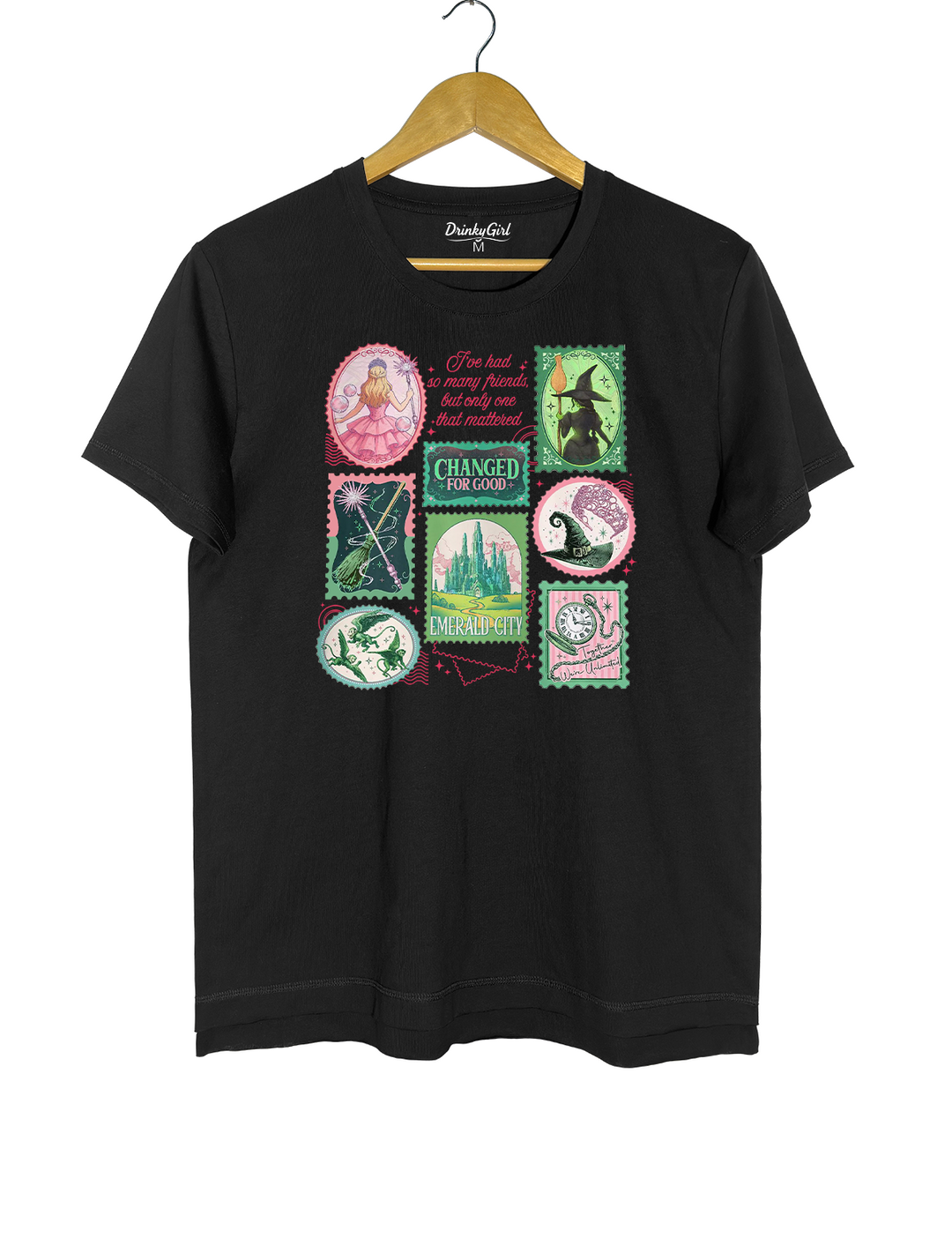 Wizard Defying Gravity Retro Pink Green Musical Tee