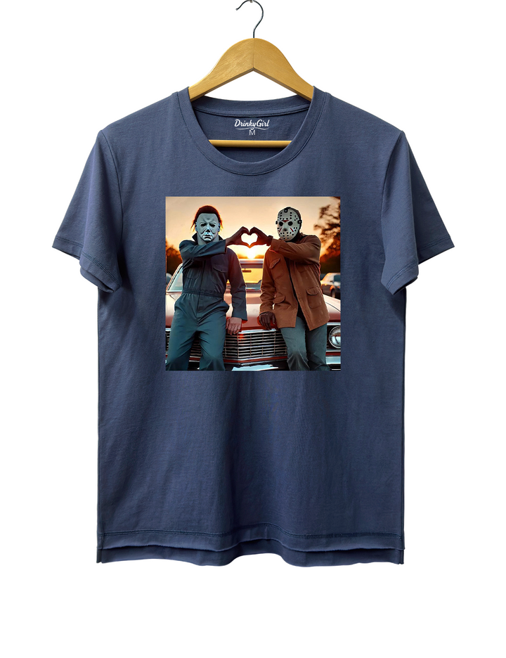 Jason and Michael Halloween Heart Hands Crop Top