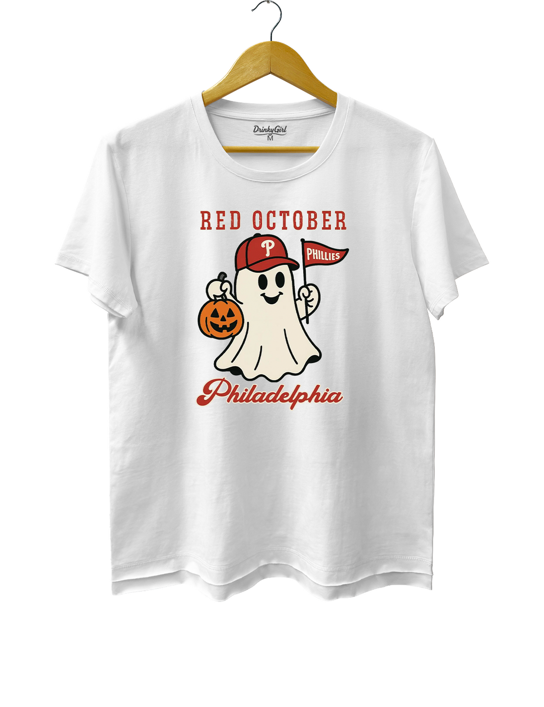Red October Halloween Ghost Philadelphia Baseball Tee