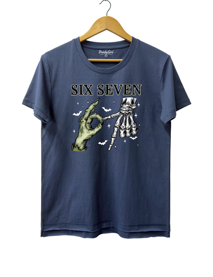 Six Seven 6 7 Meme Funny witch Skeleton Hands Tee