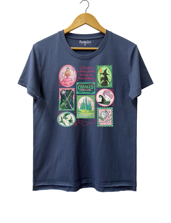 Wizard Defying Gravity Retro Pink Green Musical Tee