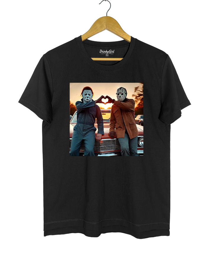 Jason and Michael Halloween Heart Hands Crop Top
